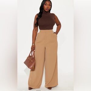 Elegant Tan Wide-Leg Pants